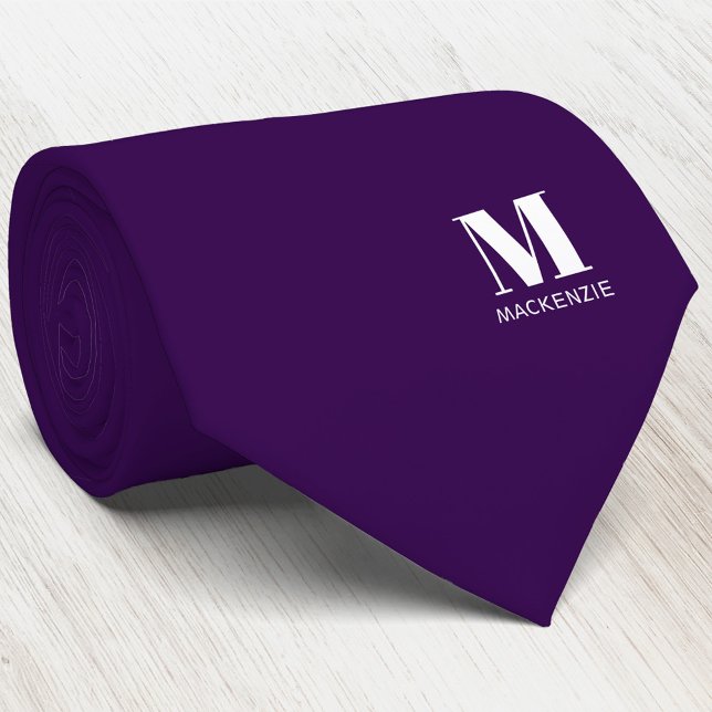 Monogram Initial Crest Personalized Purple Slips (Simple modern minimalist monogram initial name crest neck tie
)