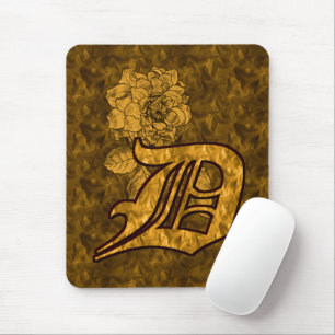 Monogram initial D guld peony blomma Musmatta