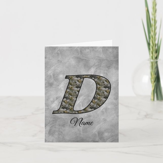 Monogram initial D Hortensia Blommor Personlig Anteckningskort (Framsida)