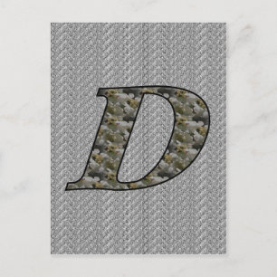 Monogram Initial D Hortensia Blommor Vykort