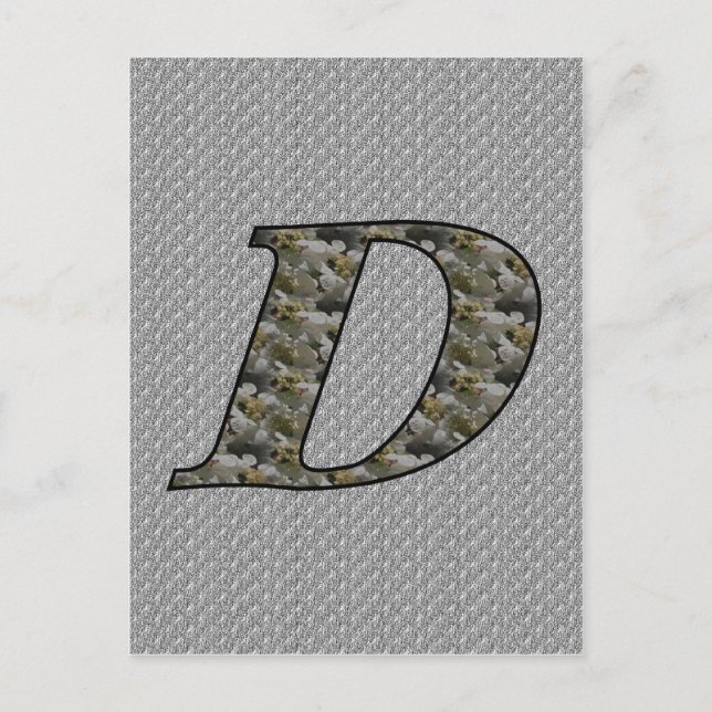 Monogram Initial D Hortensia Blommor Vykort (Framsida)