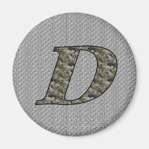 Monogram Initial D Hydrangea Blommor Magnet