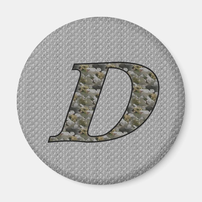 Monogram Initial D Hydrangea Blommor Magnet (Framsidan)