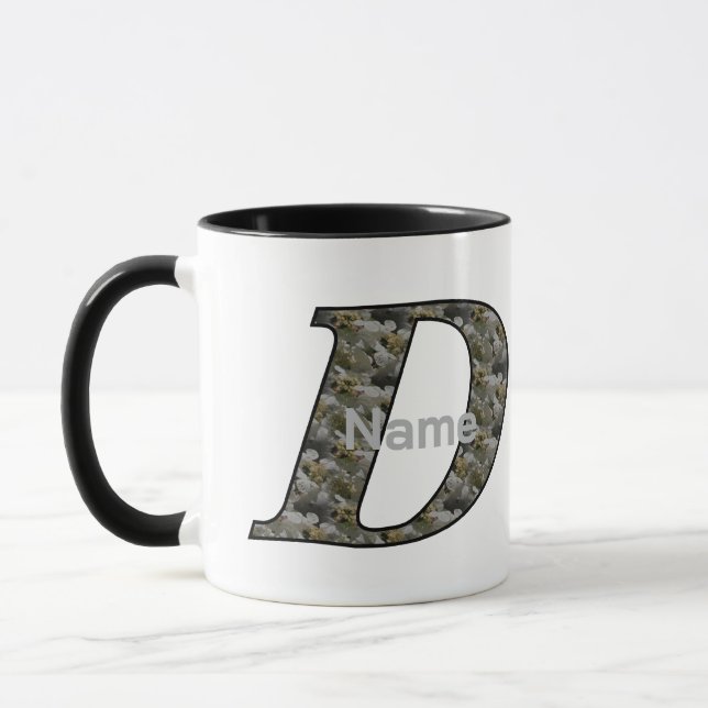 Monogram Initial D Hydrangea Blommor Personlig Mugg (Vänster)