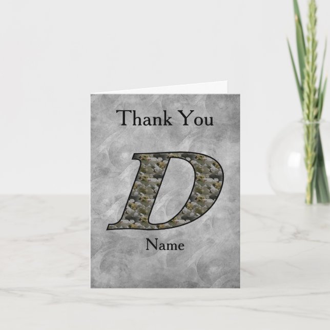 Monogram Initial D Hydrangea Blommor Personlig Tack Kort (Framsida)