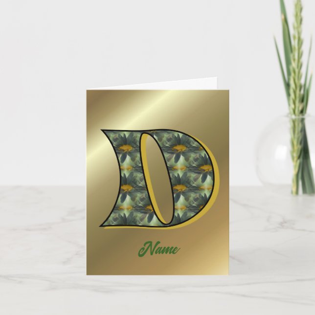 Monogram initial D prydnad med tusenskönor Personl Anteckningskort (Framsida)