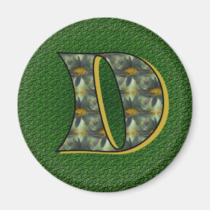 Monogram Initial D Tusenskönor Blommig Konst Magnet