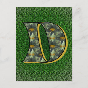 Monogram initial D Tusenskönor Blommig konst Vykort