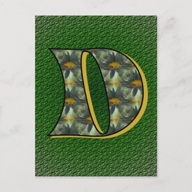 Monogram initial D Tusenskönor Blommig konst Vykort (Framsida)