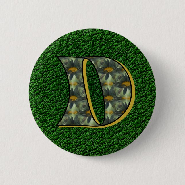 Monogram initial D tusenskönsblomma konst Knapp (Framsida)