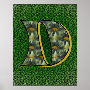 Monogram Initial D Tusenskönsblomma Konst Poster