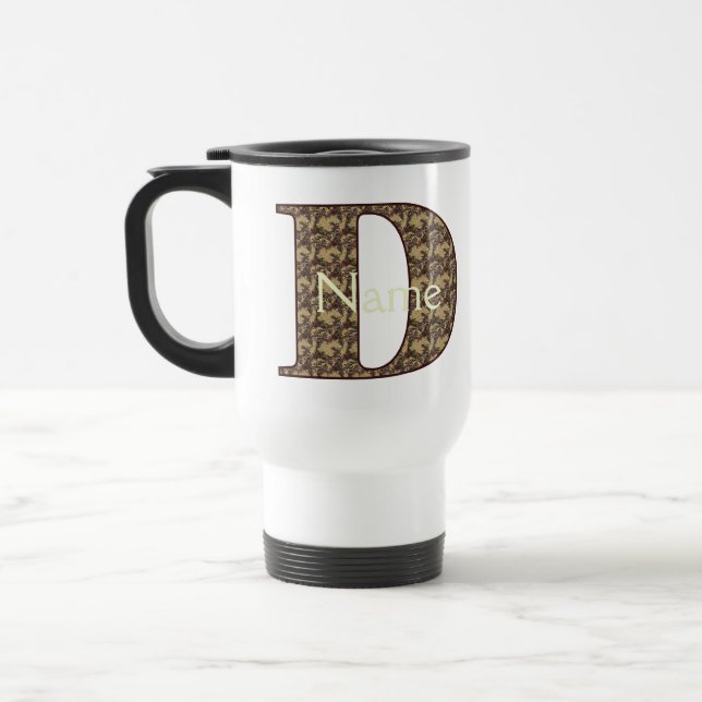 Monogram Initial D Vintage Blommig Personlig Resemugg (Vänster)