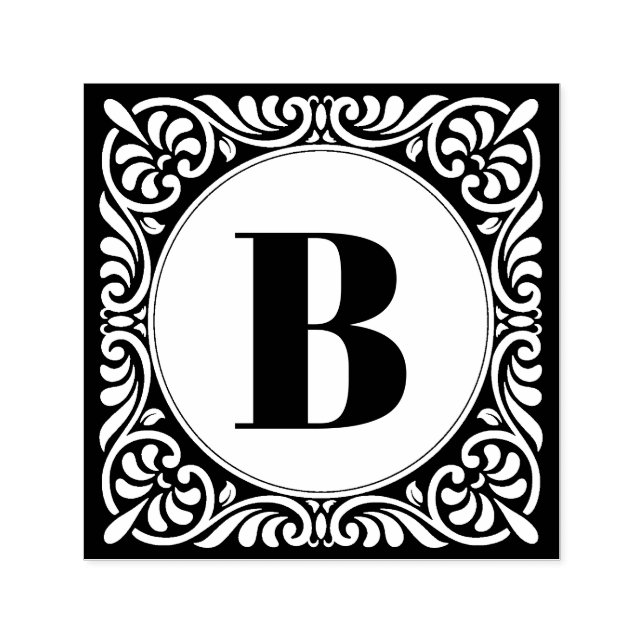Monogram initial dekorativ självfärgande stämpel (Design)