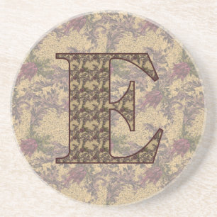 Monogram initial E Elegant blomsterdryckesunderläg Underlägg