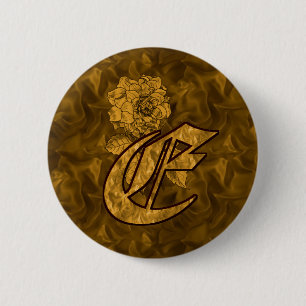 Monogram initial E Elegant guldpeony Knapp