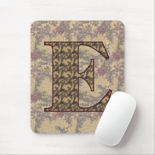 Monogram initial E Elegant Vintage Blommig Musmatta