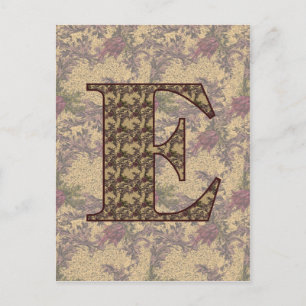 Monogram initial E elegant vintage blommig Vykort
