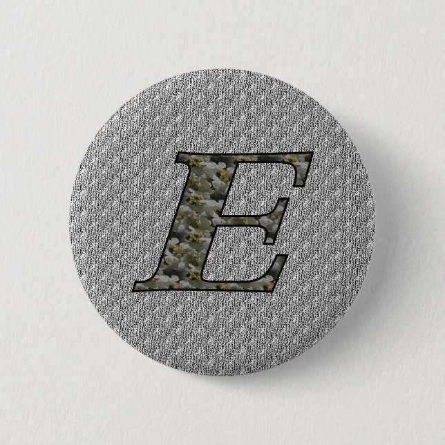 Monogram initial E Hortensia Blommor Knapp (Framsida)