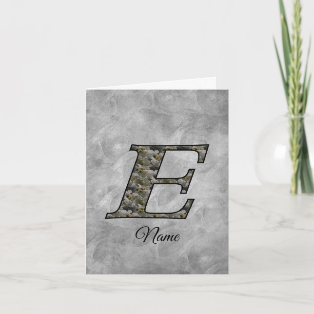 Monogram initial E Hortensia Blommor Personlig Anteckningskort (Framsida)