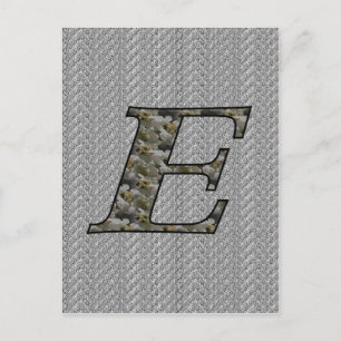 Monogram initial E Hortensia blommor Vykort