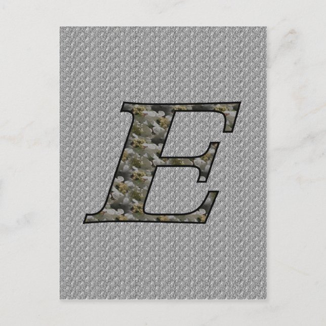 Monogram initial E Hortensia blommor Vykort (Framsida)