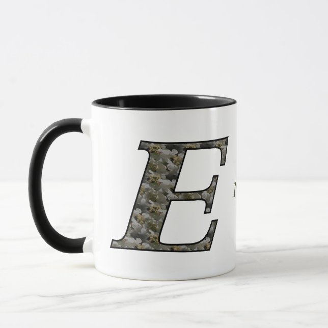 Monogram initial E Hydrangea blommor Personlig Mugg (Vänster)