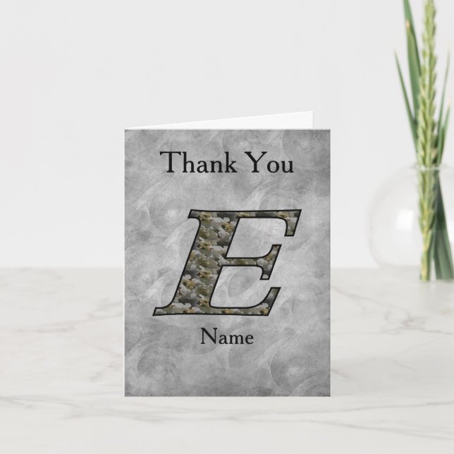 Monogram initial E Hydrangea blommor Personlig Tack Kort (Framsida)
