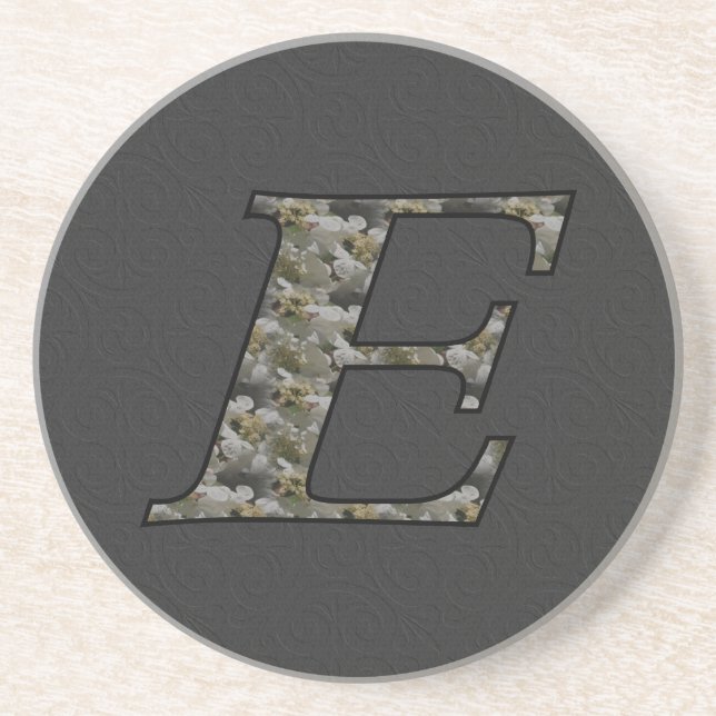 Monogram initial E Hydrangea blommor Underlägg (Framsidan)