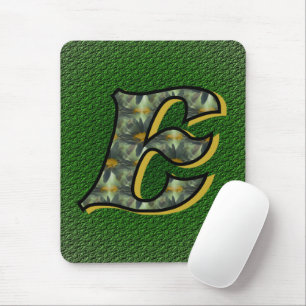 Monogram initial E Prästkragar Blommig konst Musmatta