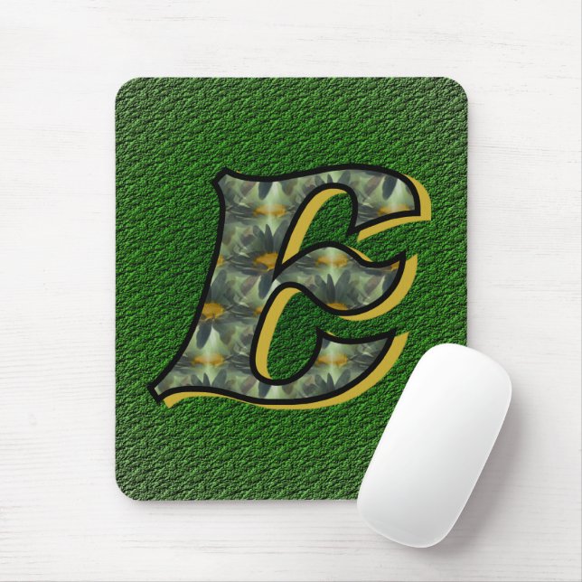 Monogram initial E Prästkragar Blommig konst Musmatta (Med mus)