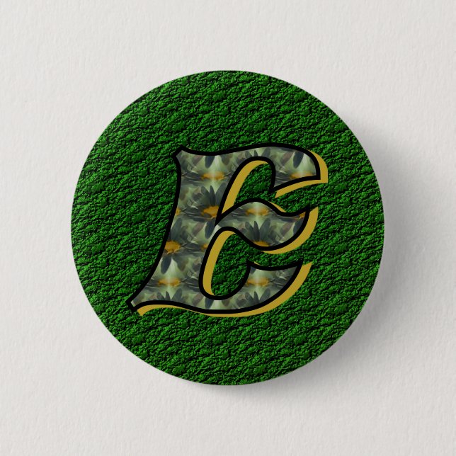 Monogram initial E Tusenskönor Blommig konst Knapp (Framsida)
