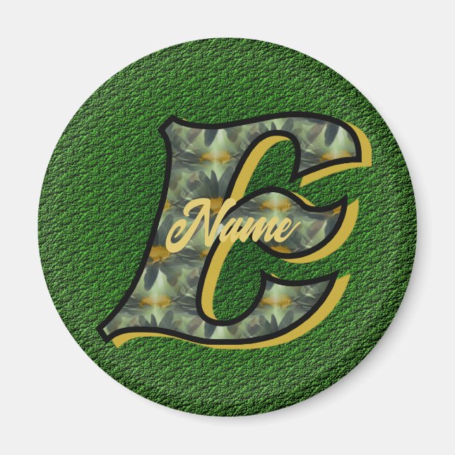 Monogram initial E Tusenskönor Blommig konstPerson Magnet (Framsidan)