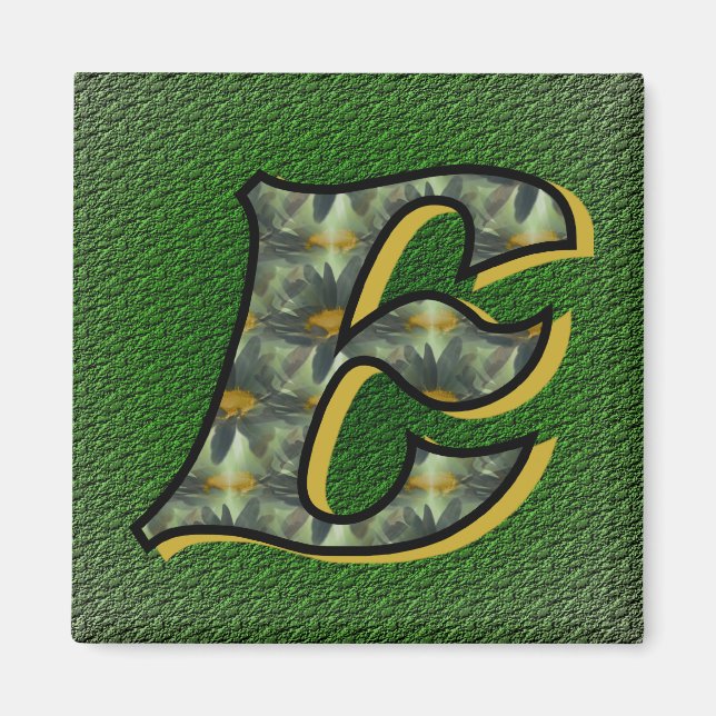 Monogram initial E tusenskönor blomsterkonst Magnet (Framsidan)