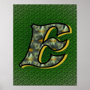 Monogram initial E tusenskönor blomsterkonst Poster