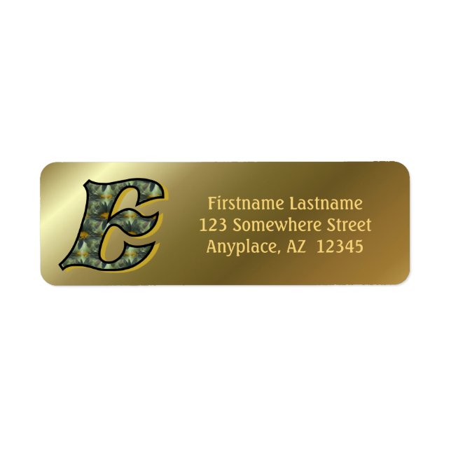 Monogram initial E tusenskönor konst returadress  Etikett (Framsidan)