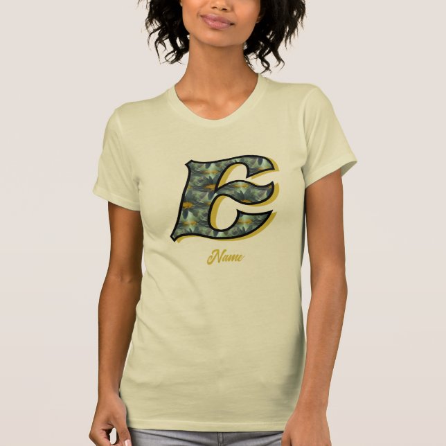 Monogram initial E tusenskönsblomma konst personli T Shirt (Framsida)