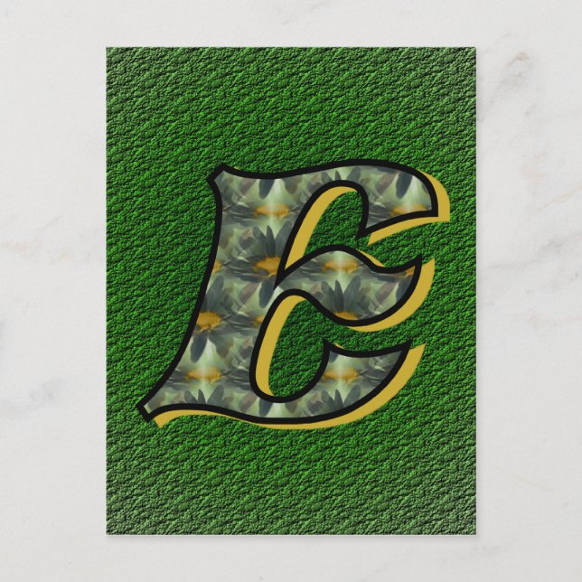 Monogram initial E tusenskönsblomma konst Vykort (Framsida)