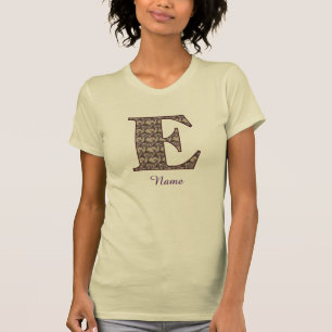 Monogram initial E Vintage Blommig Personlig T Shirt
