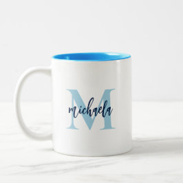 Monogram Initial Elegant Handskriven Namn Två-Tonad Mugg