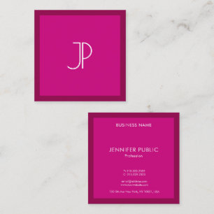Monogram Initial Elegant Trend Färg Viva Magenta Fyrkantigt Visitkort