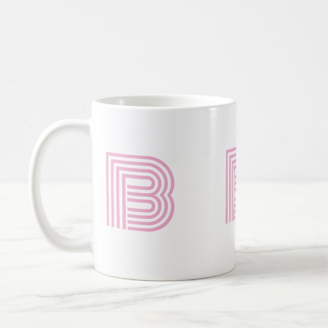 Monogram Initial Enkel Minimalistisk Modern Rosa Kaffemugg (Vänster)