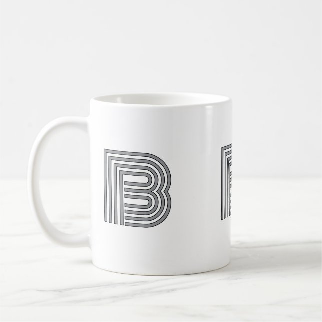Monogram Initial Enkel Minimalistisk Modern Svart Kaffemugg (Vänster)
