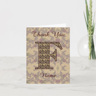 Monogram initial F elegant vintage blom- Tack Kort