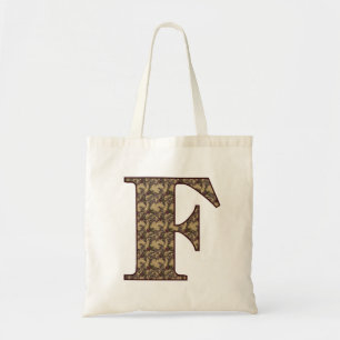 Monogram initial F Elegant Vintage Blommig Tygkasse