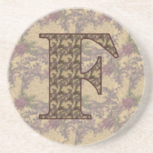 Monogram initial F elegant vintage blommig Underlägg Sandsten