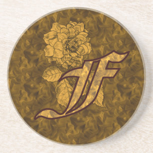 Monogram initial F guld peony Underlägg