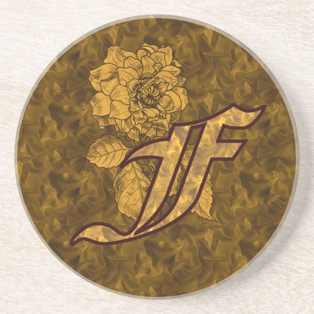 Monogram initial F guld peony  Underlägg (Framsidan)