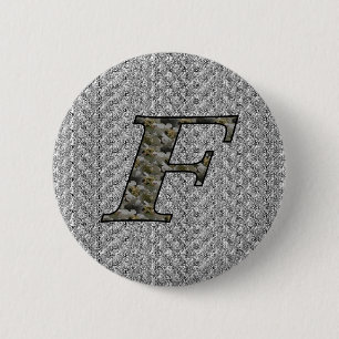 Monogram initial F Hortensia Blommig Knapp