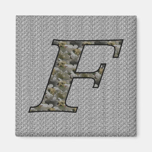 Monogram initial F Hortensia Blommig Magnet