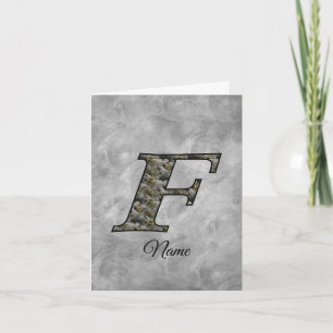 Monogram initial F Hortensia Blommor Personlig Anteckningskort